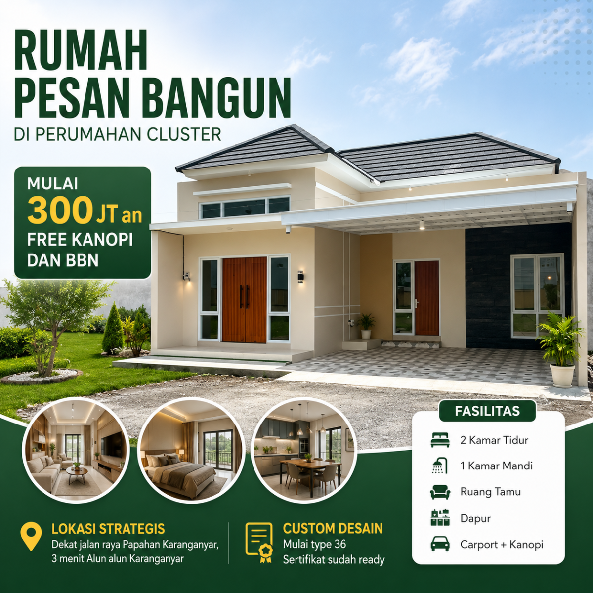 Rumah Pesan Bangun Cluster Karanganyar Mulai 300 Jutaan